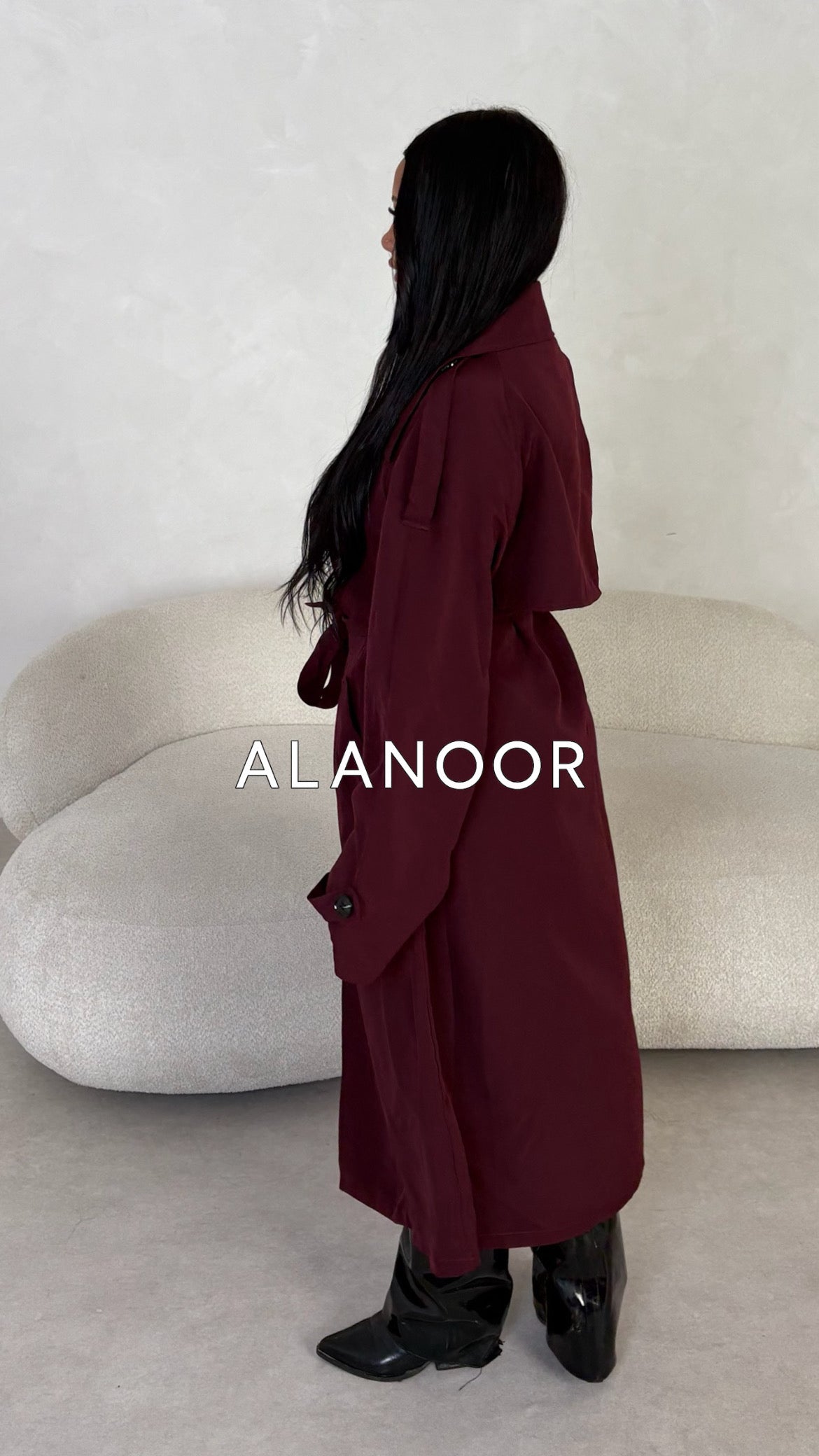 GABARDINA LARGA BURDEOS GRANATE