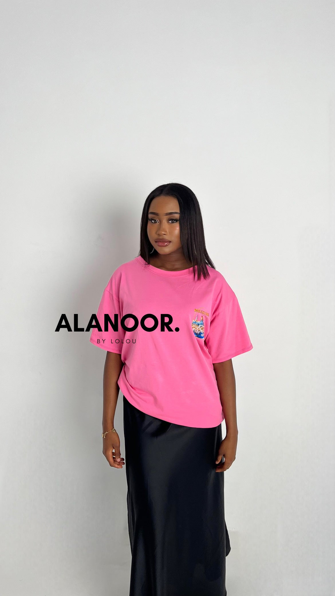 CAMISETA OVERSIZE PALESTINE ROSA