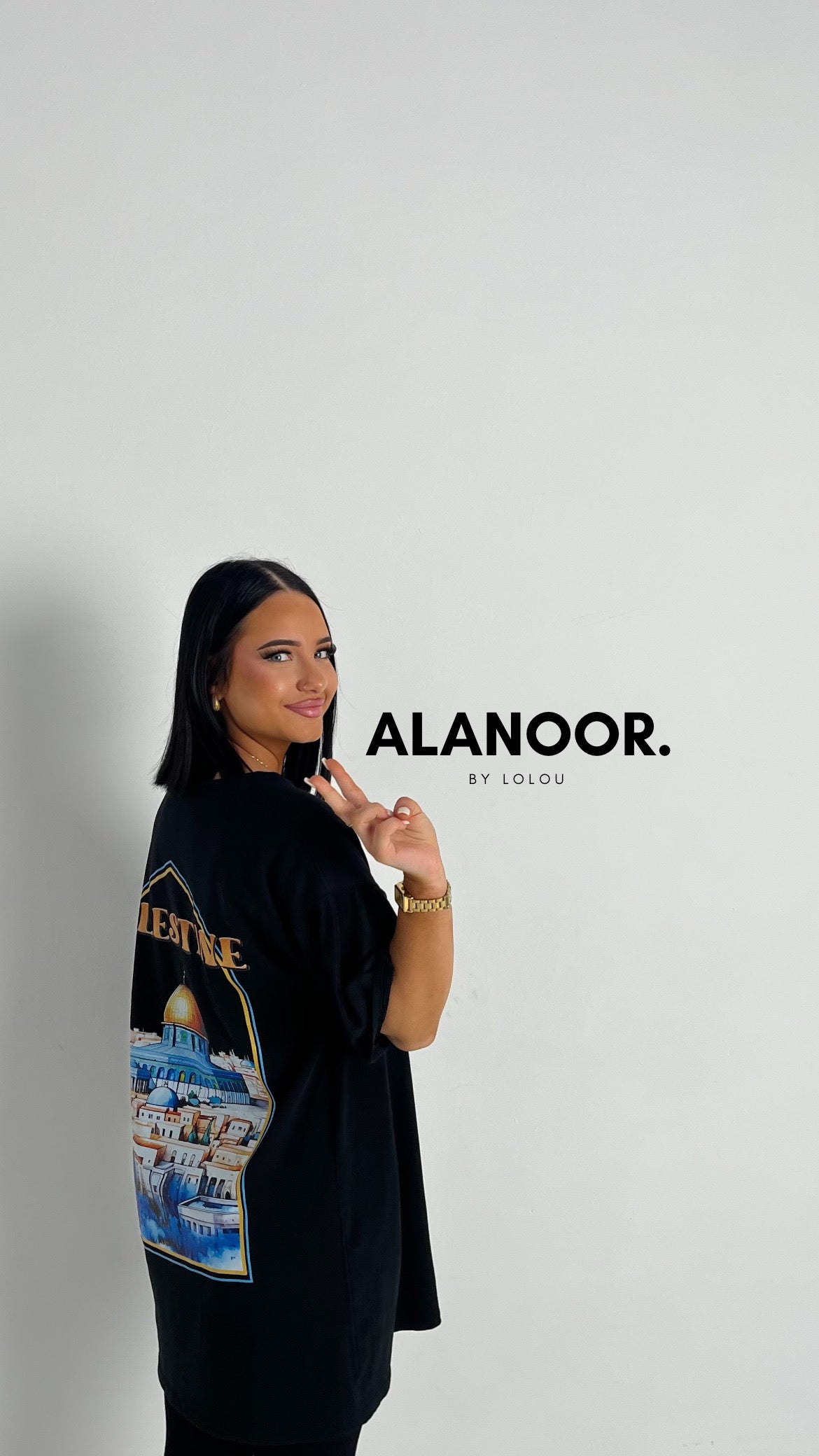 CAMISETA OVERSIZE PALESTINE NEGRO