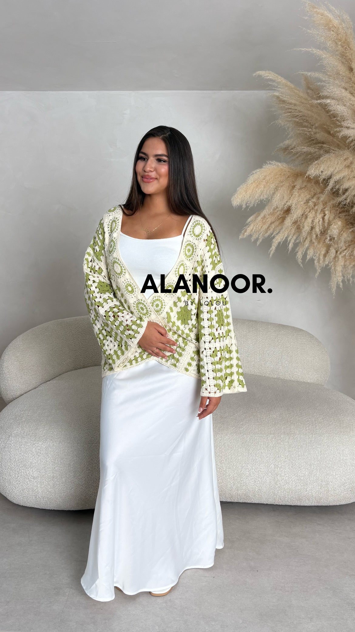 cardigan corto crochet verde