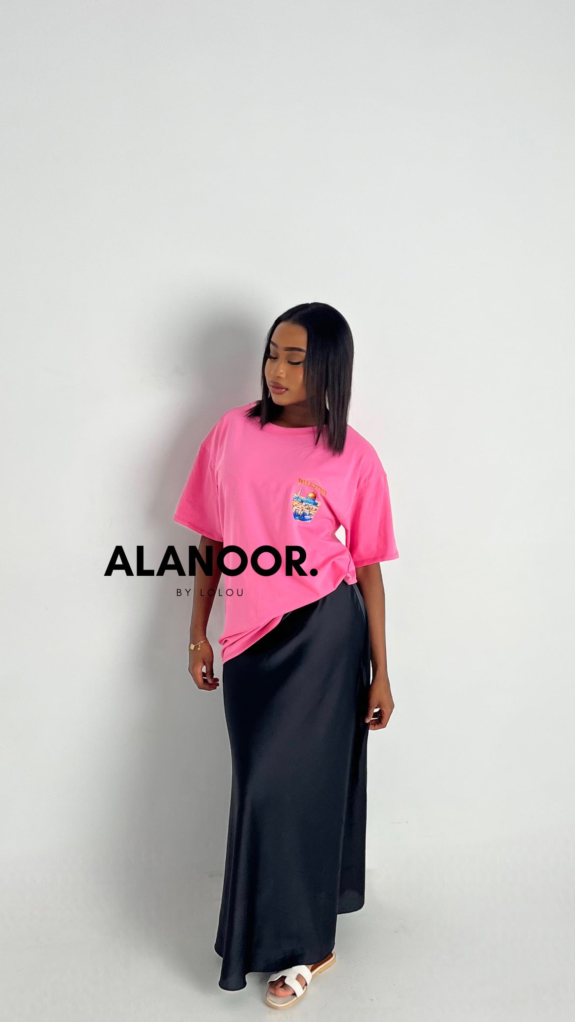 CAMISETA OVERSIZE PALESTINE ROSA