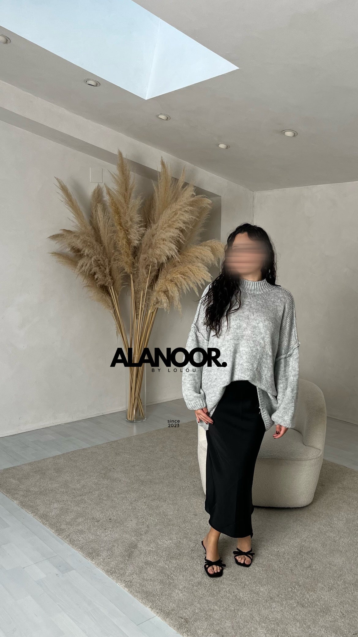 Jersey Pull largo Oversize gris