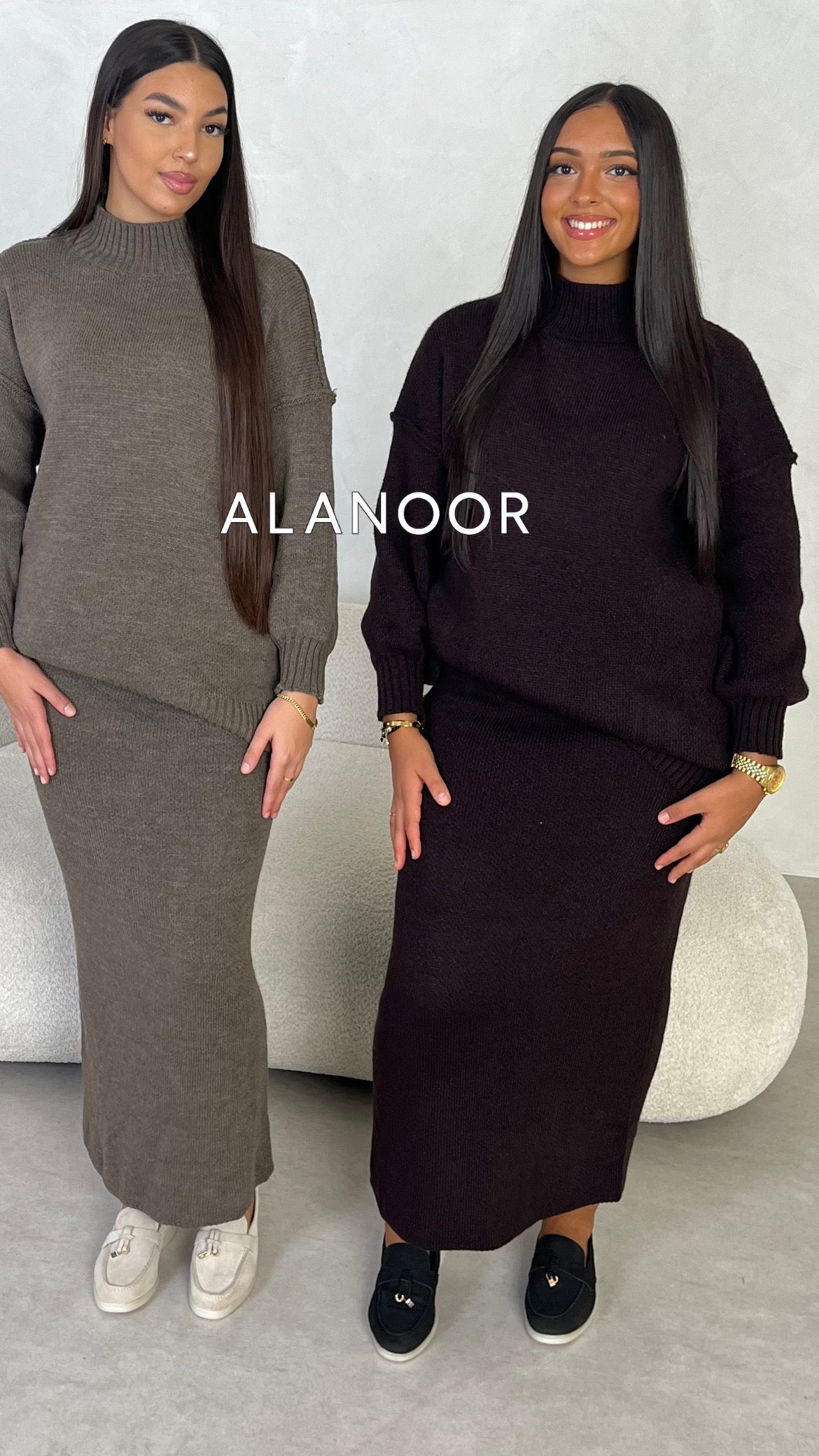 CONJUNTO JERSEY FALDA MARRÓN OSCURO