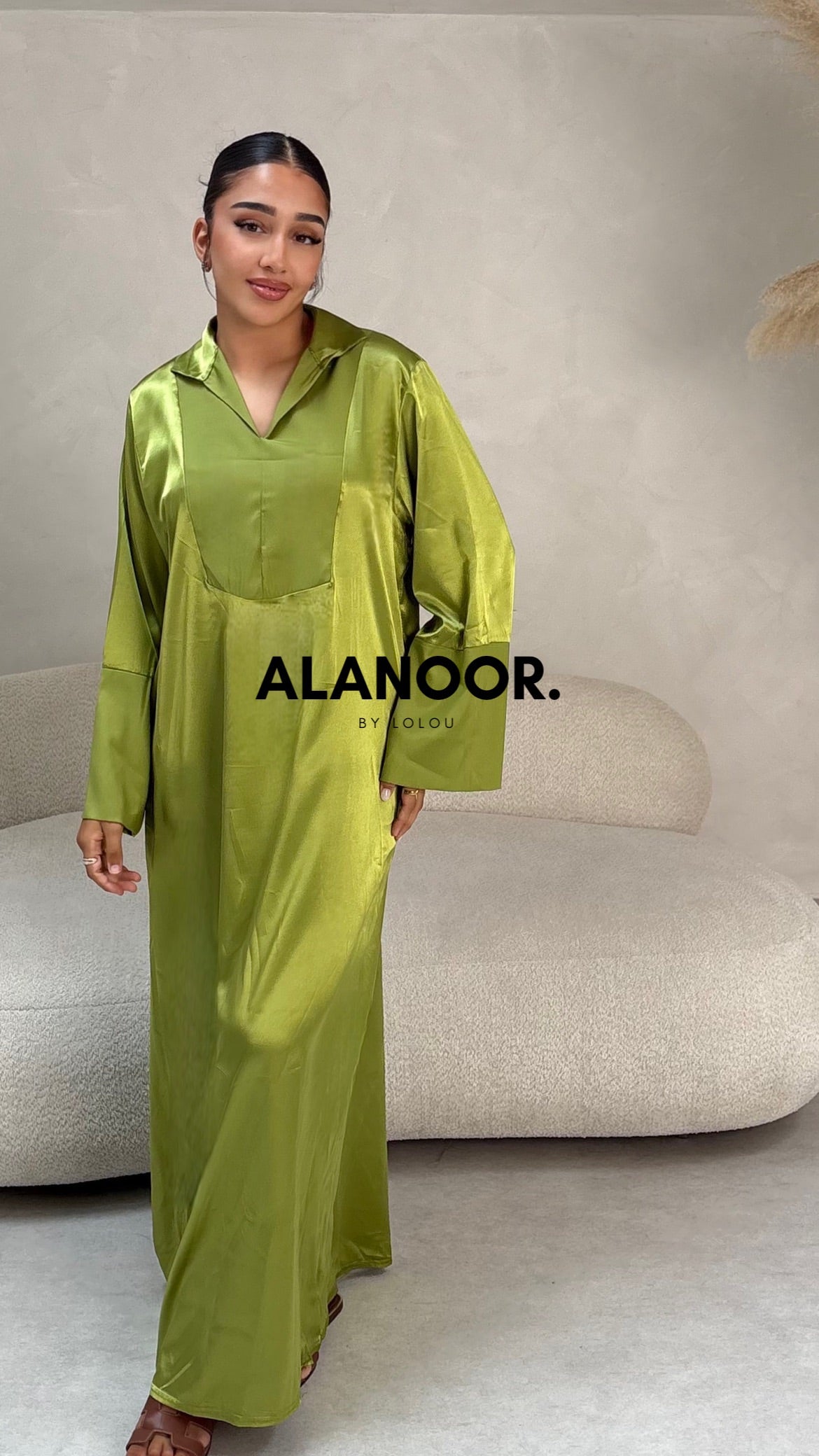 Vestido satinado Verde