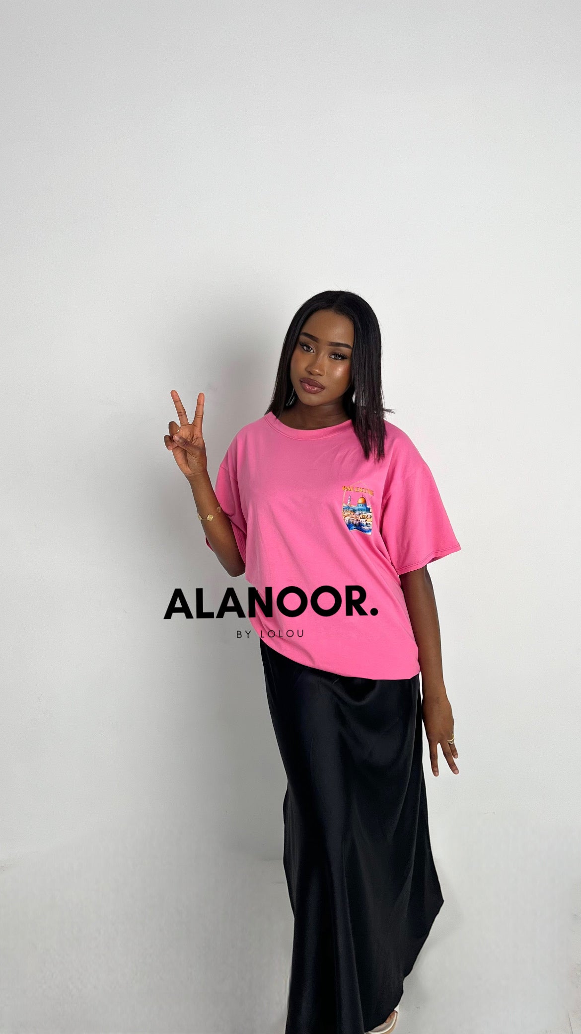 CAMISETA OVERSIZE PALESTINE ROSA