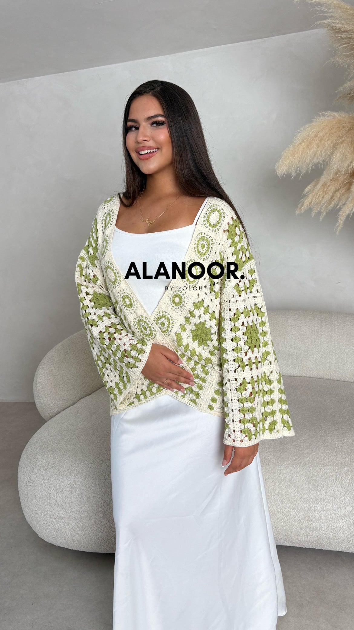 cardigan corto crochet verde