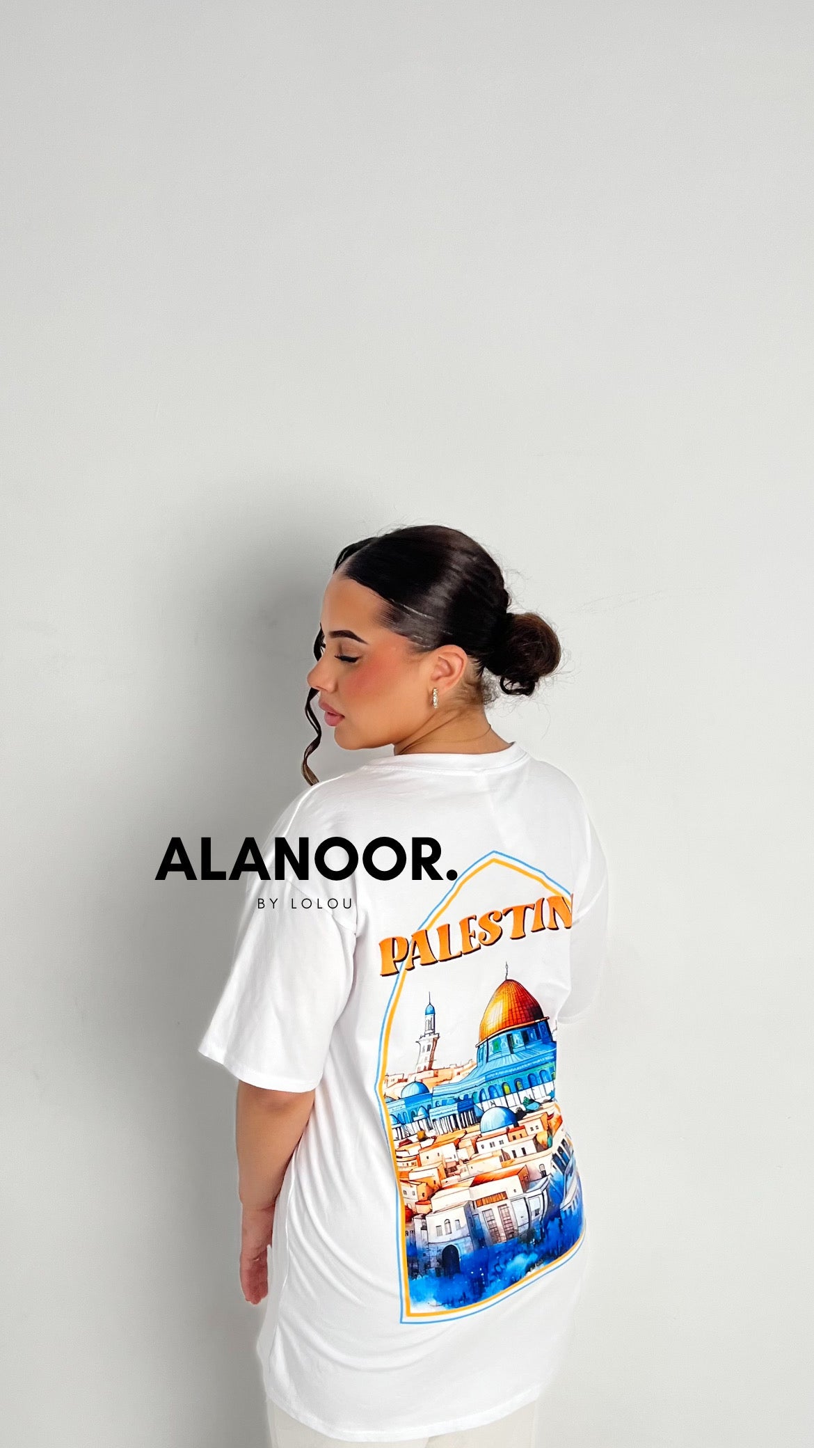 CAMISETA OVERSIZE PALESTINE BLANCA