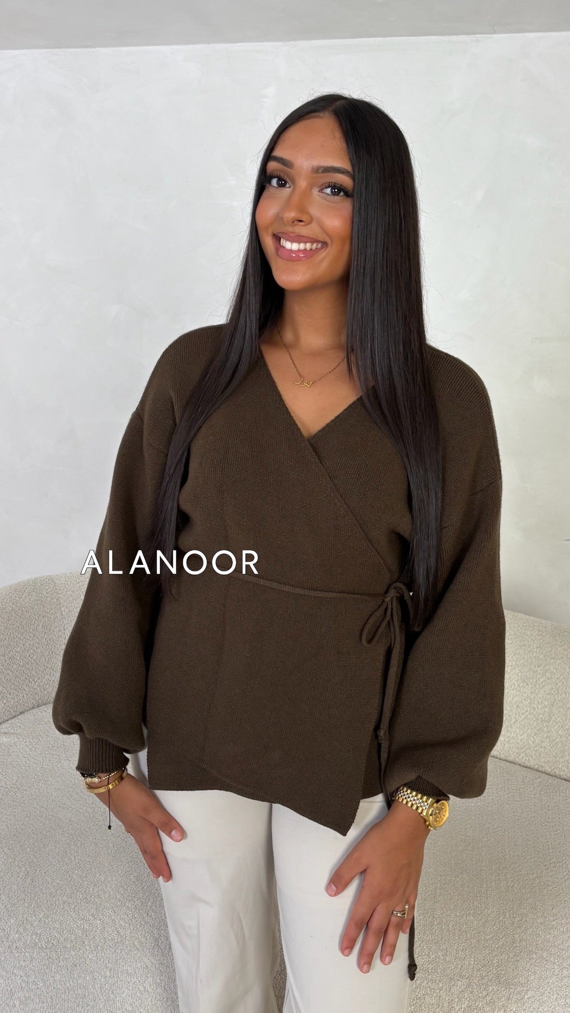 Jersey cruzado marrón oscuro