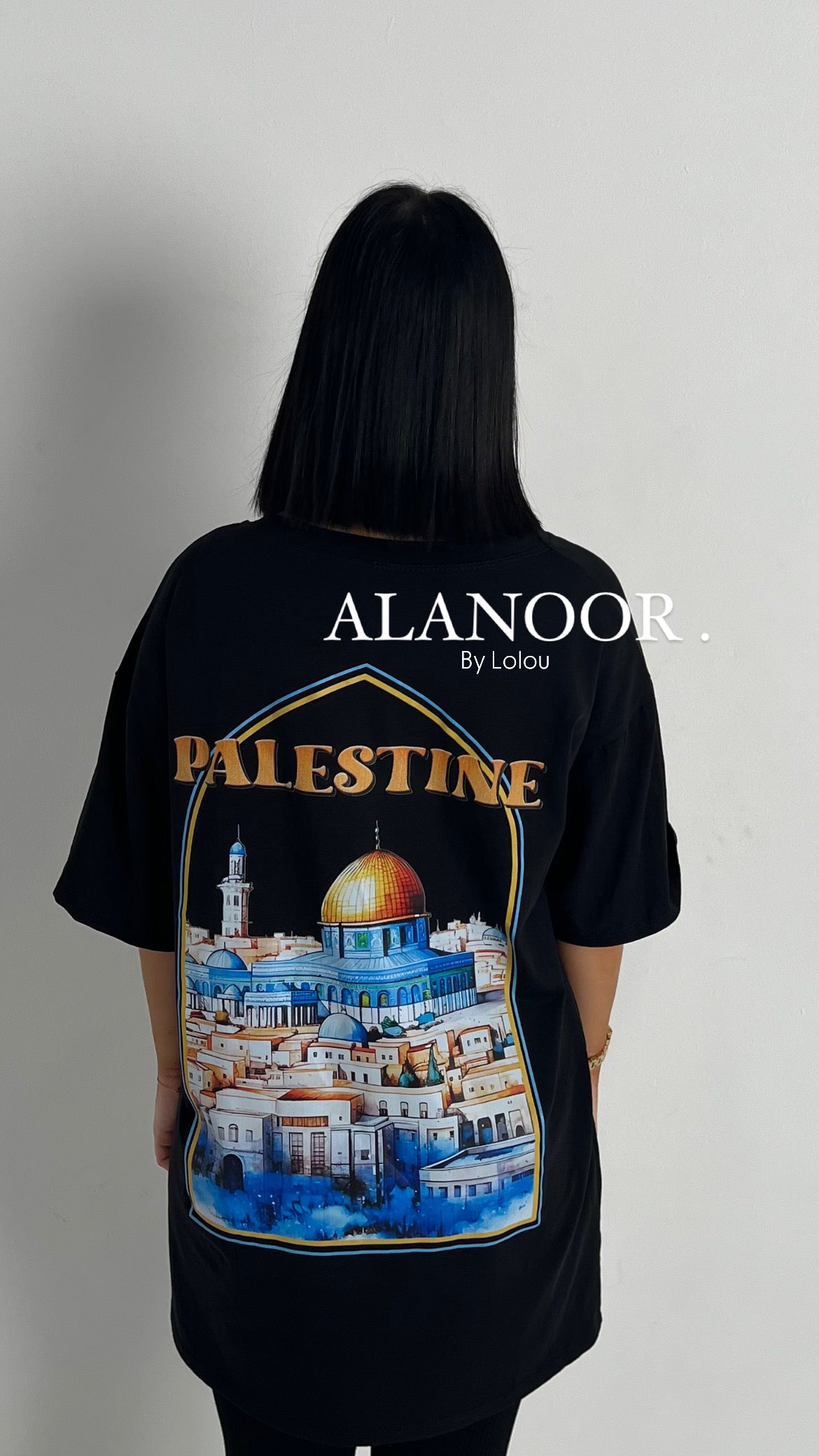 CAMISETA OVERSIZE PALESTINE NEGRO