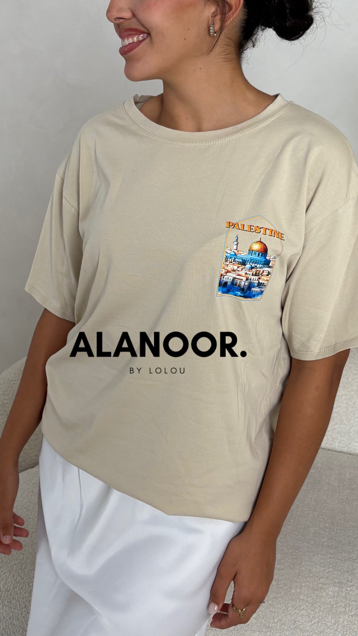 Camiseta OVERSIZE PALESTINE BEIGE