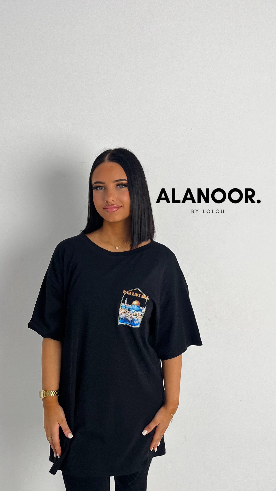 CAMISETA OVERSIZE PALESTINE NEGRO