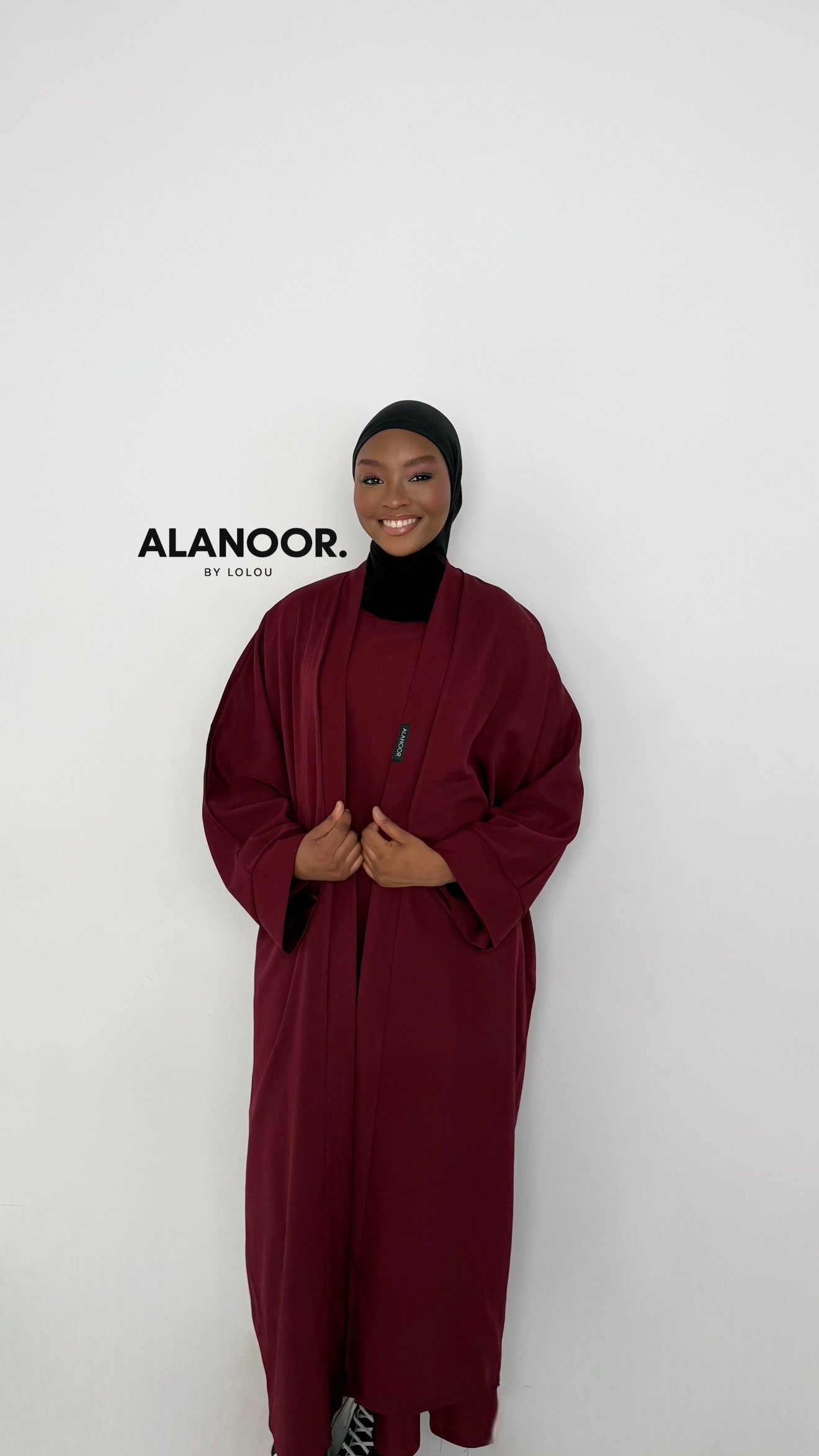 CONJUNTO MASTOUR ABAYA KIMONO GRANATE