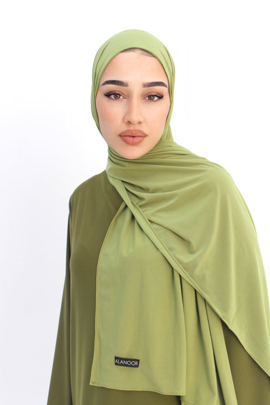 Hijab simple Jersey verde oliva
