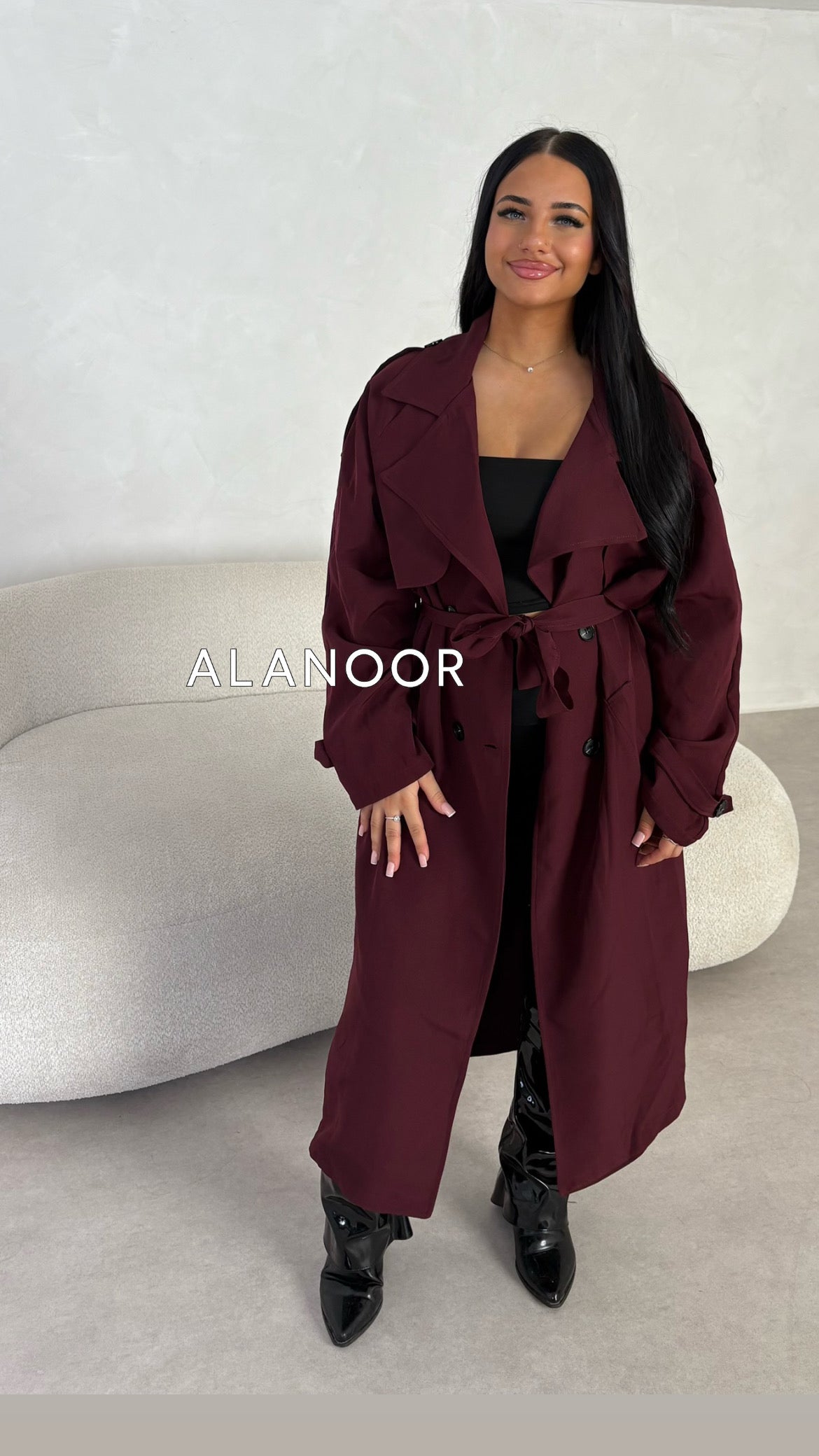 GABARDINA LARGA BURDEOS GRANATE