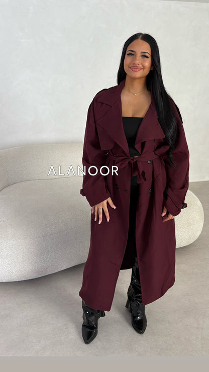 GABARDINA LARGA BURDEOS GRANATE