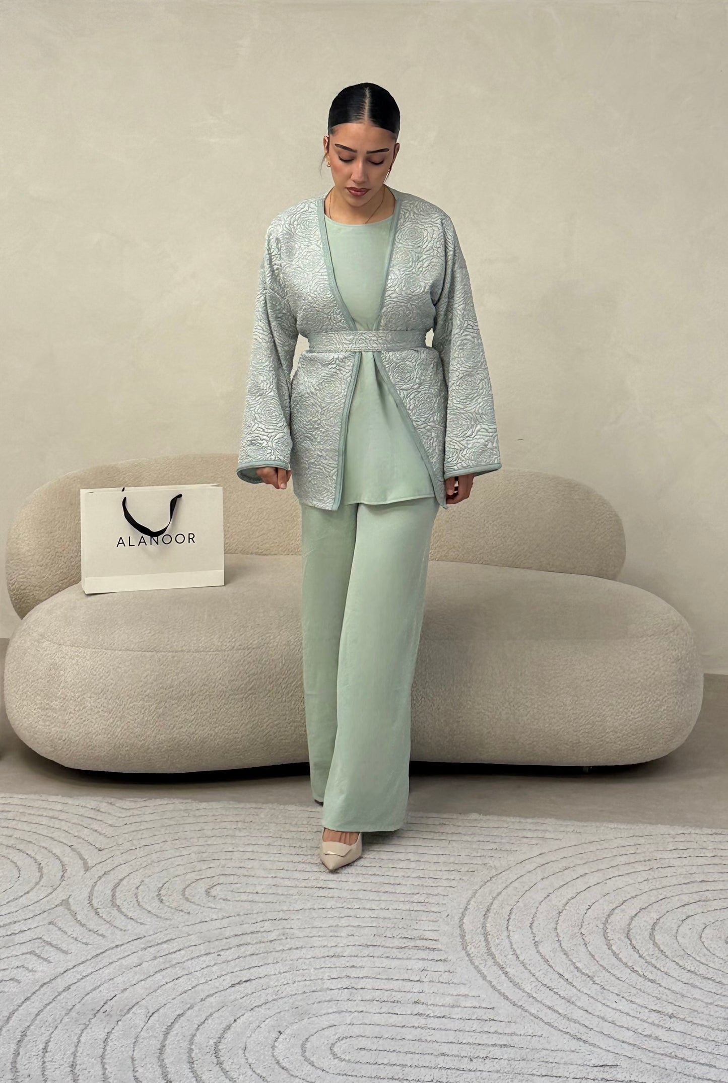 CONJUNTO BORDADO VERDE PASTEL