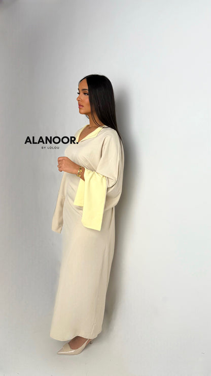 VESTIDO NOOR BICOLOR BEIGE