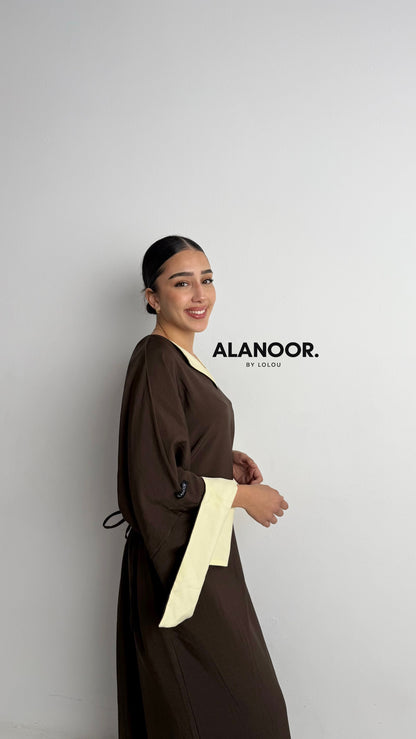 VESTIDO NOOR BICOLOR MARRÓN