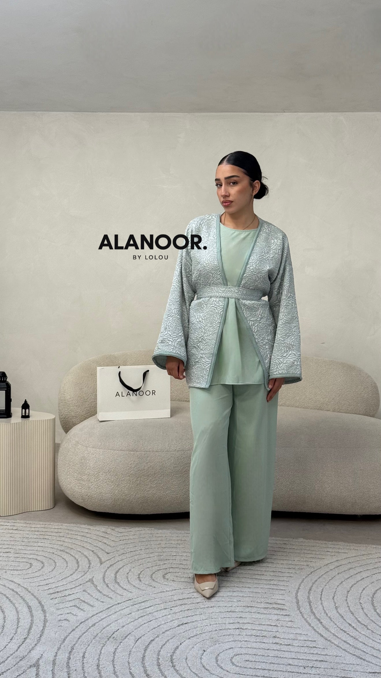 CONJUNTO BORDADO VERDE PASTEL