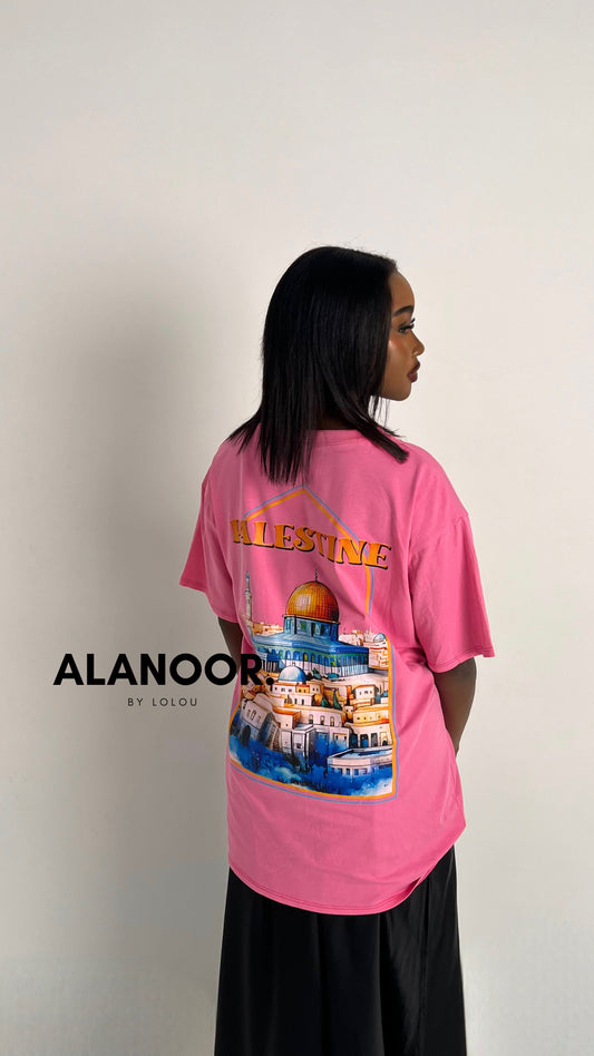 CAMISETA OVERSIZE PALESTINE ROSA