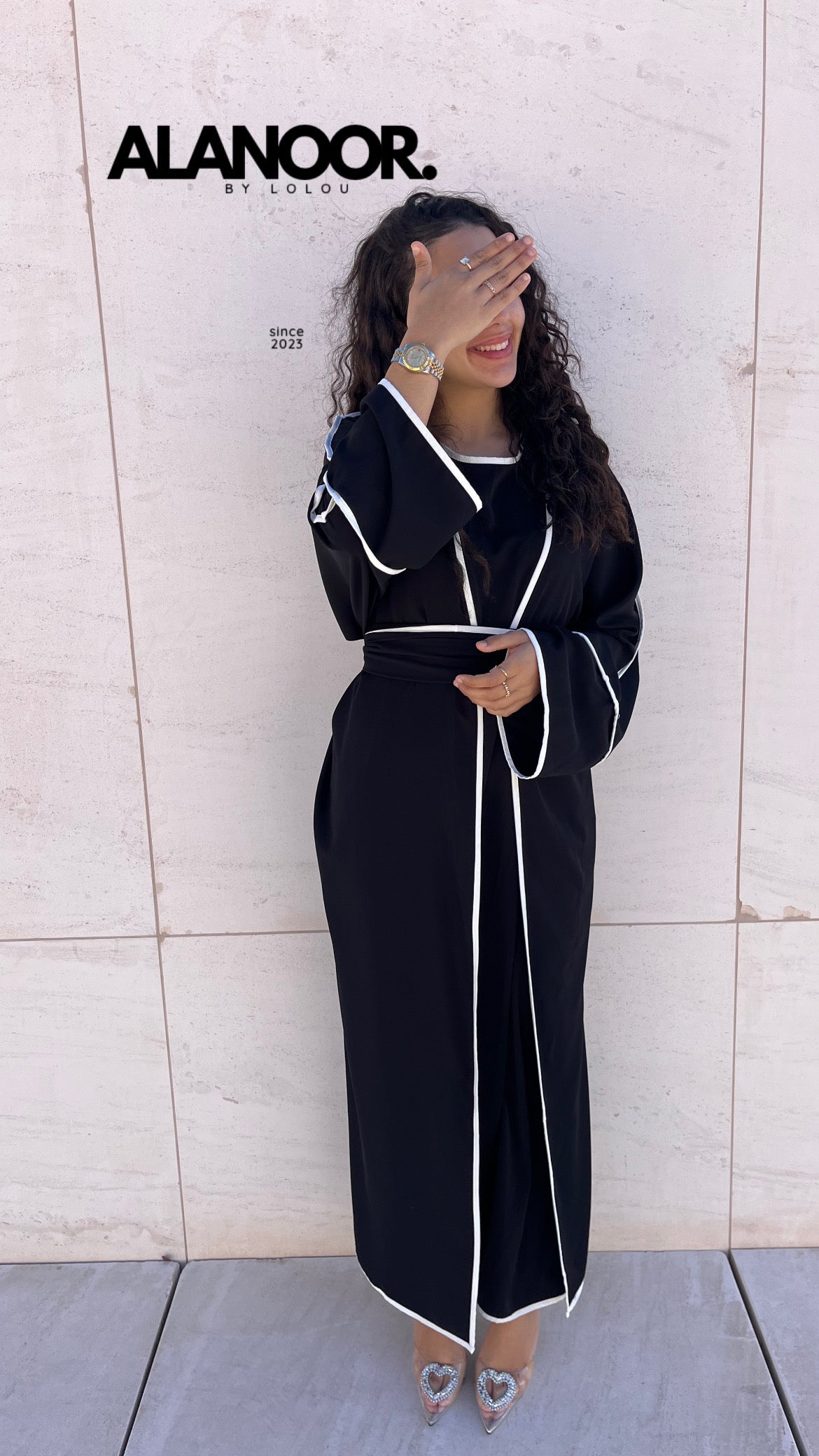 Abaya Raihan 3 piezas Negro