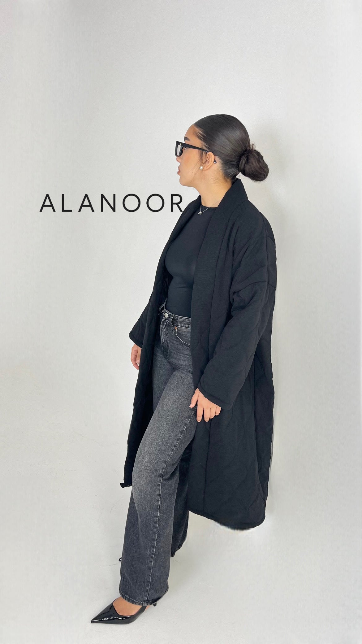 ABRIGO LARGO ACOLCHADO NEGRO