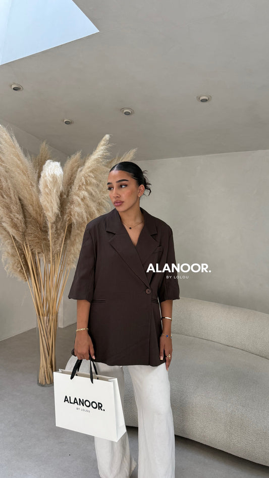 BLAZER OVERSIZE MANGA CORTA MARRÓN