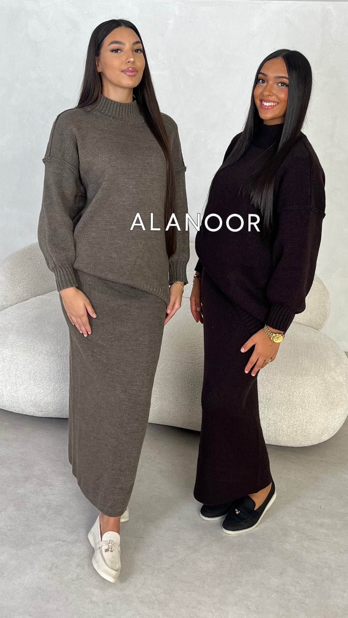 CONJUNTO JERSEY FALDA MARRÓN OSCURO