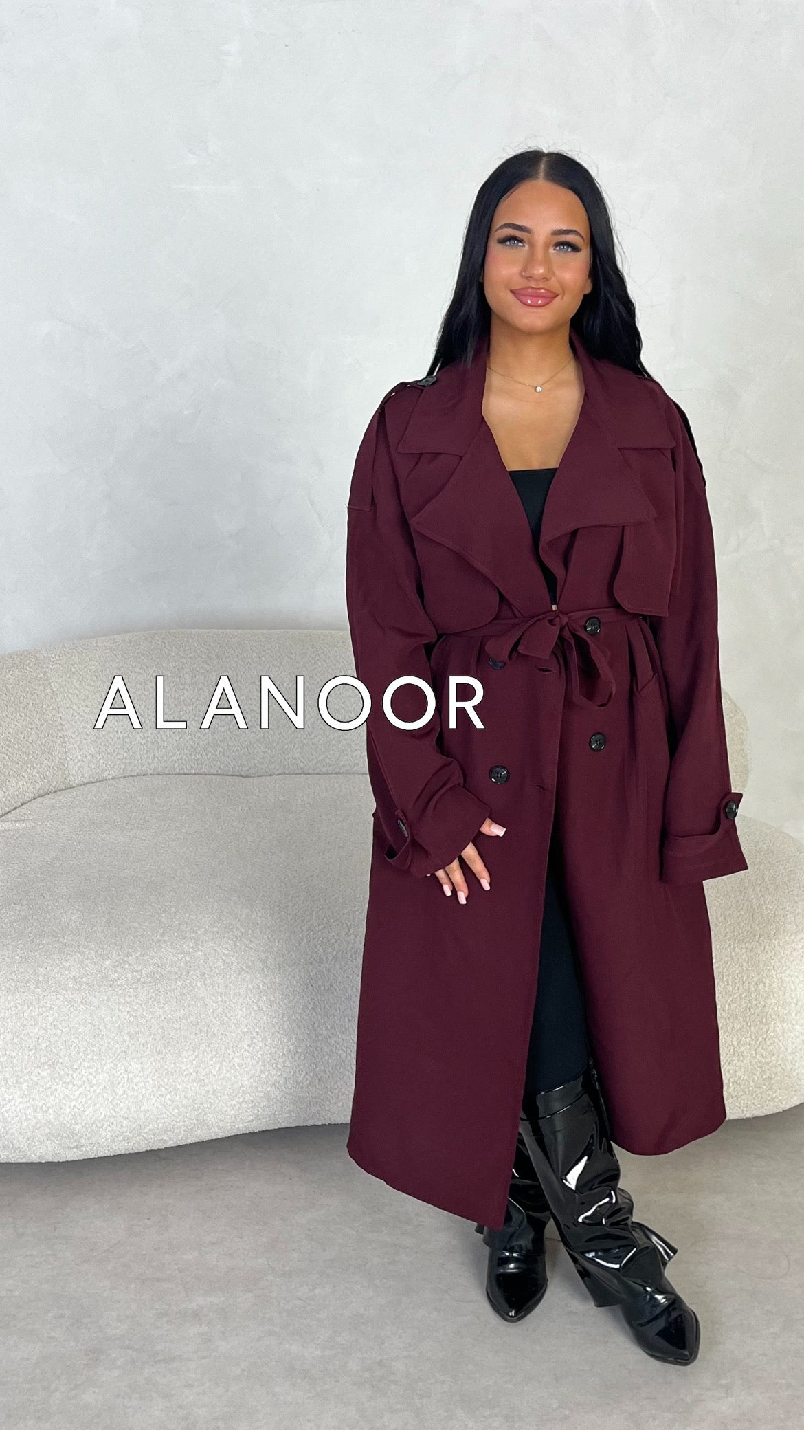 GABARDINA LARGA BURDEOS GRANATE