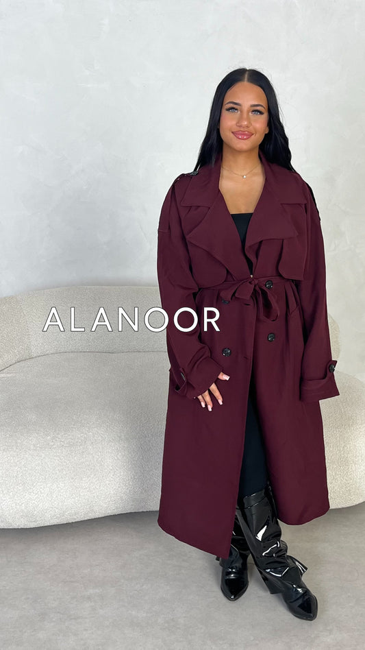 GABARDINA LARGA BURDEOS GRANATE