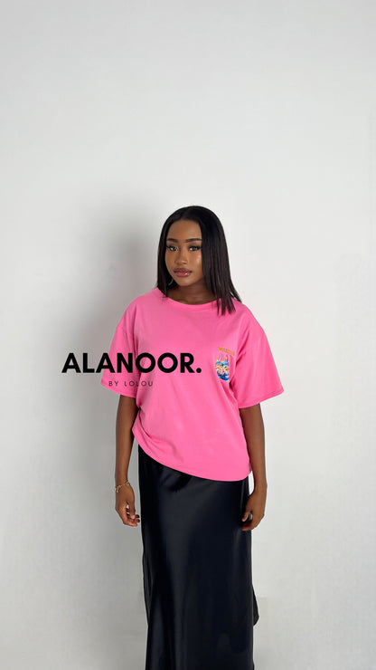 CAMISETA OVERSIZE PALESTINE ROSA