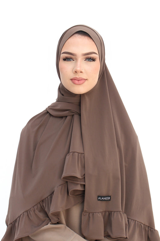 Hijab Jersey premium ondulado marrón