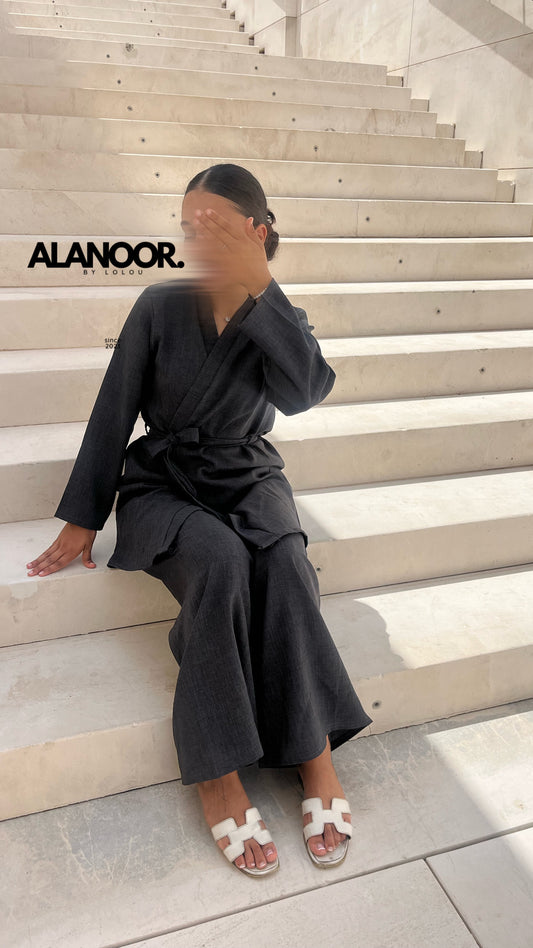 Conjunto kimono Lino Gris