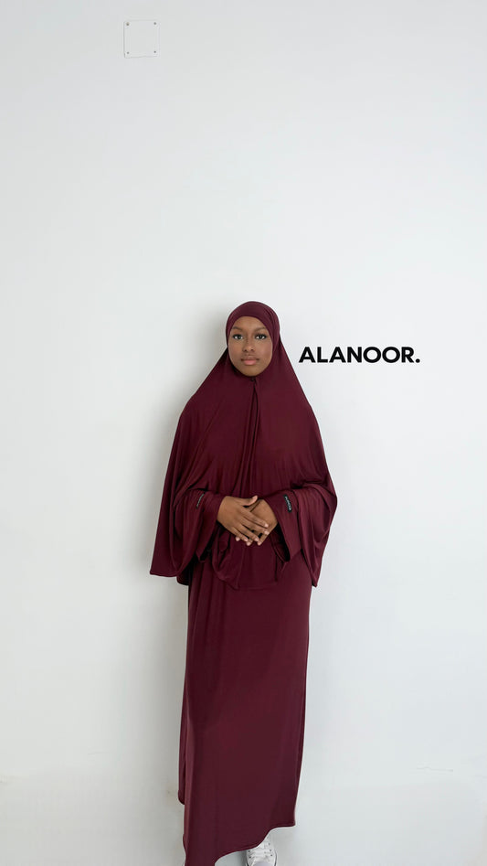 CONJUNTO KHIMAR JERSEY GRANATE