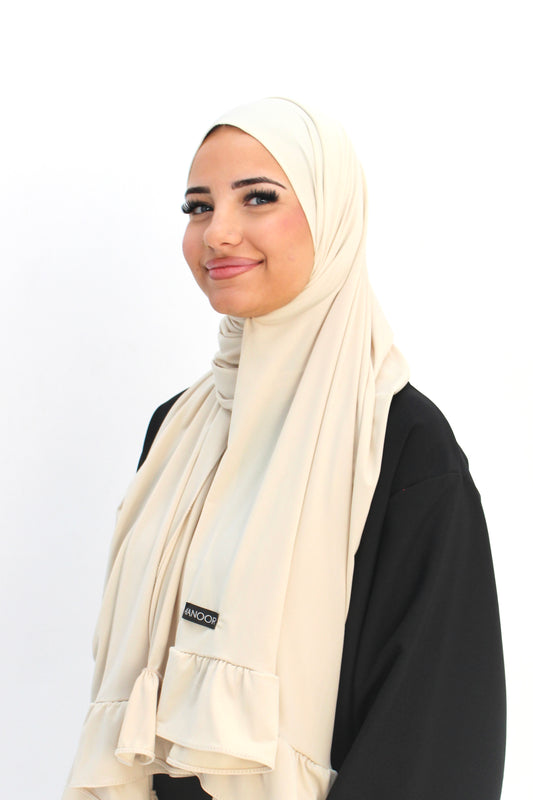 Hijab Jersey premium ondulado blanco roto crema