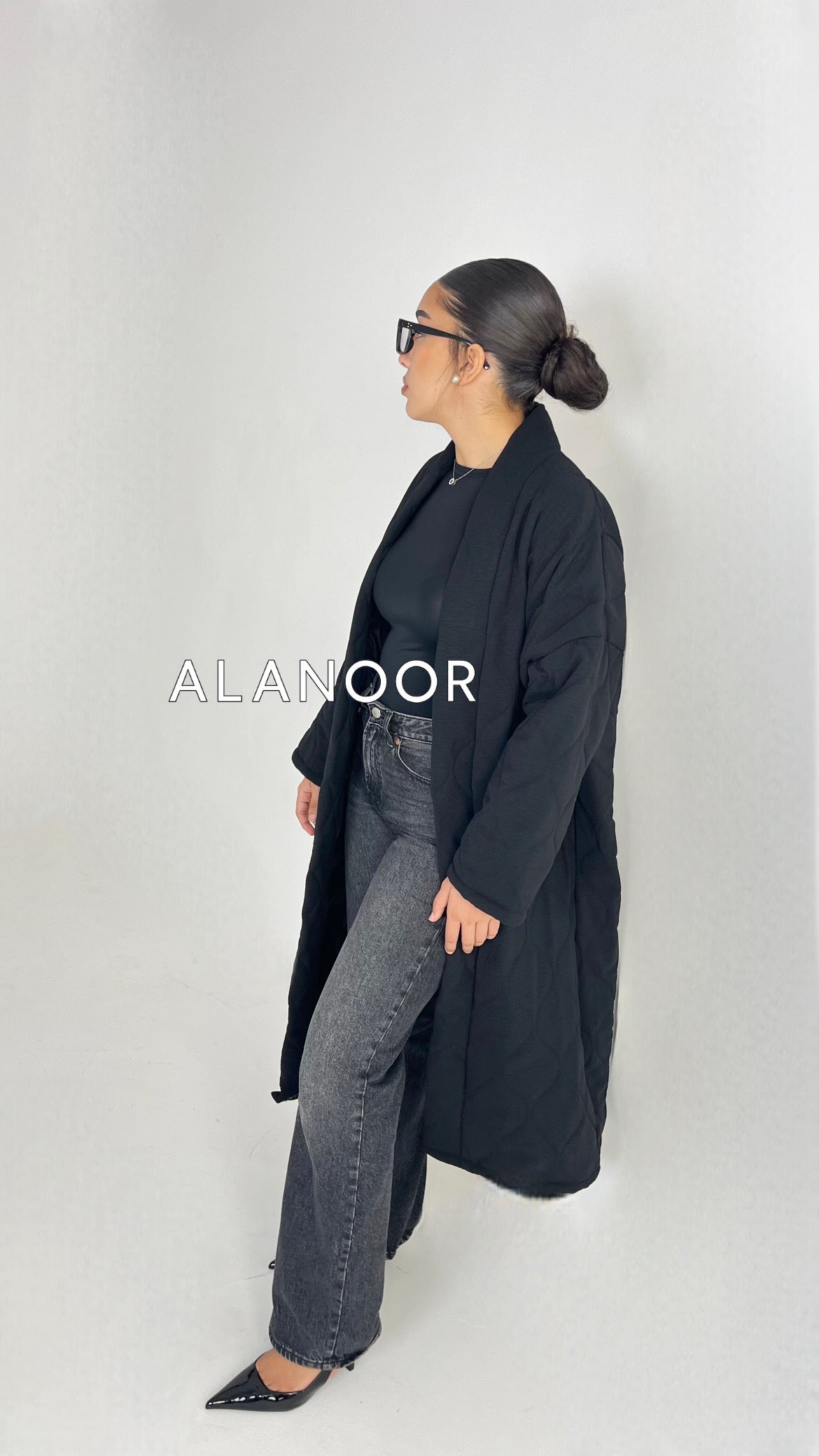 ABRIGO LARGO ACOLCHADO NEGRO