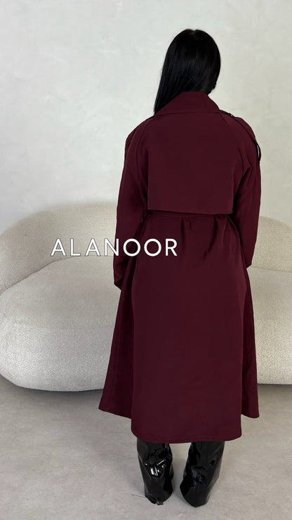 GABARDINA LARGA BURDEOS GRANATE