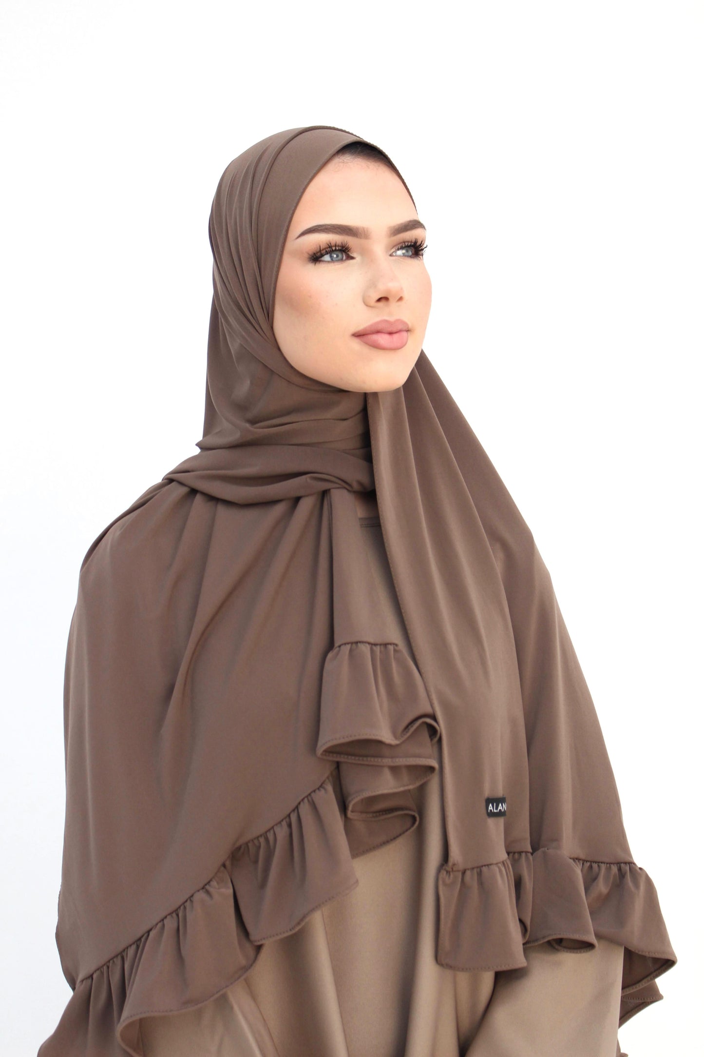 Hijab Jersey premium ondulado marrón