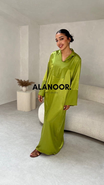 Vestido satinado Verde