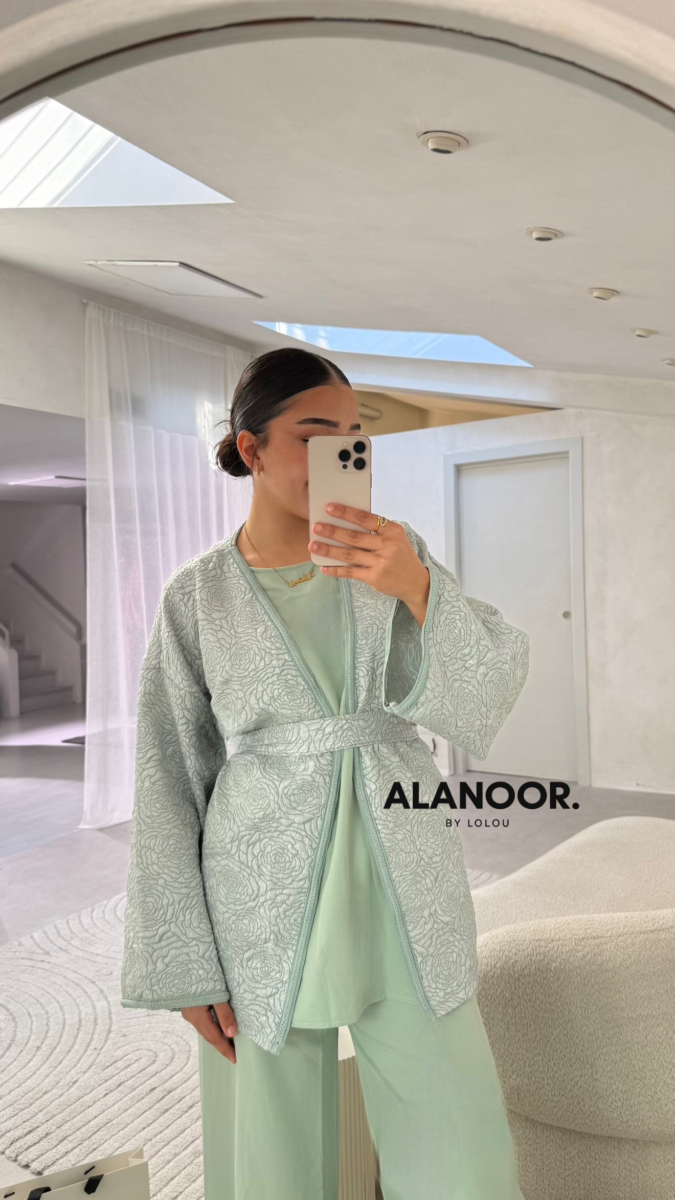 CONJUNTO BORDADO VERDE PASTEL