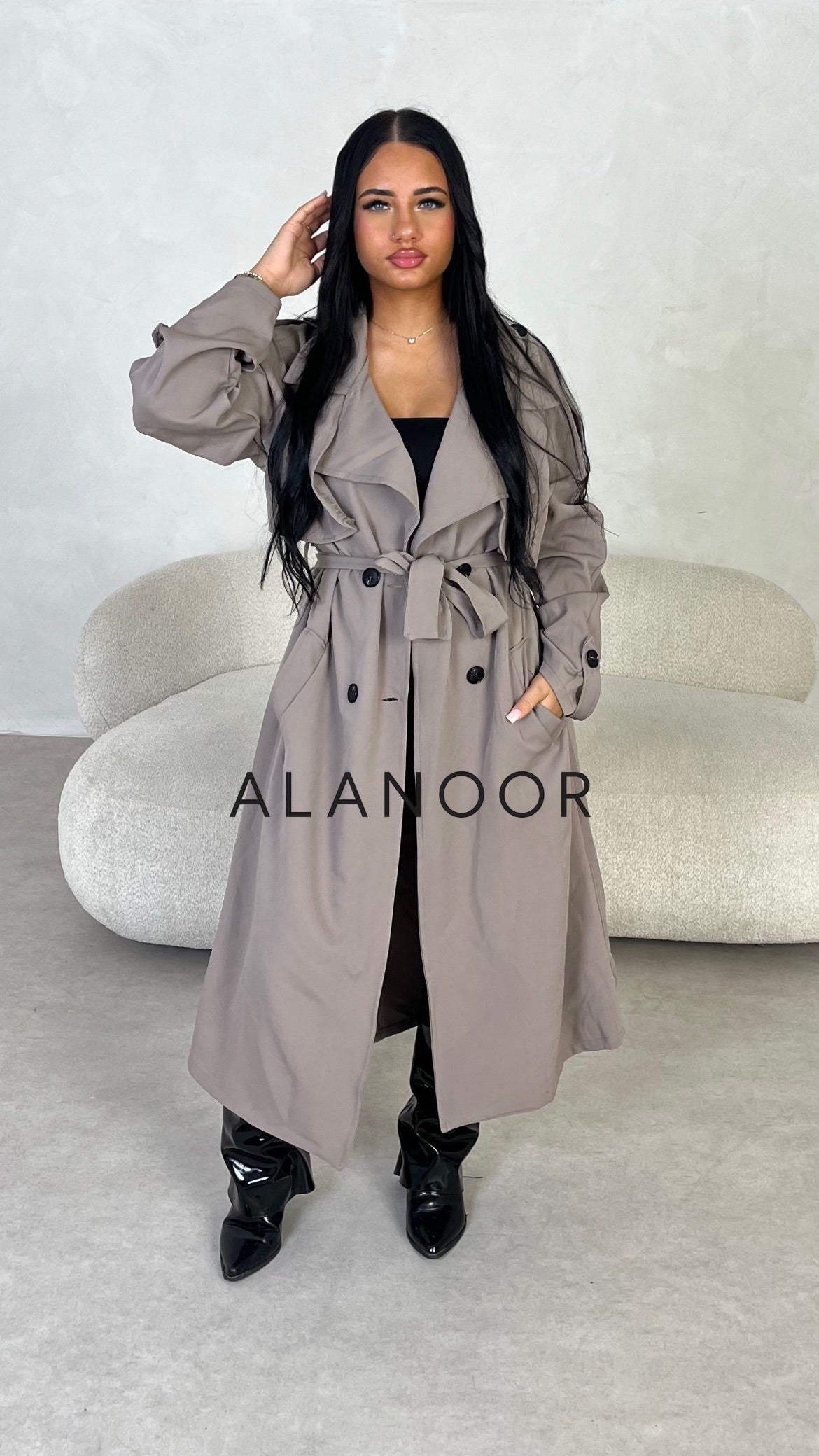 GABARDINA LARGA TAUPE