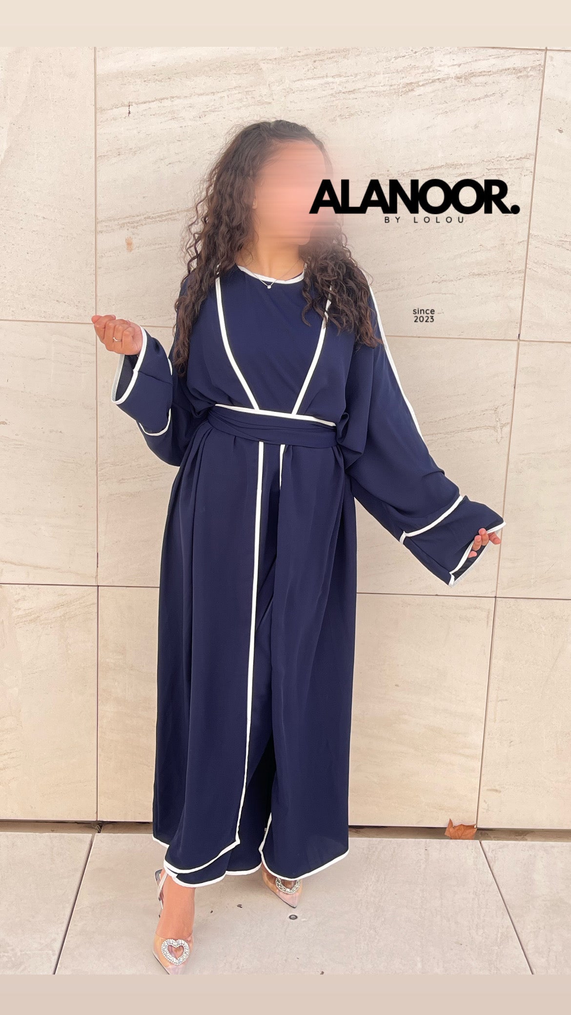 Abaya Raihan 3 piezas Azul