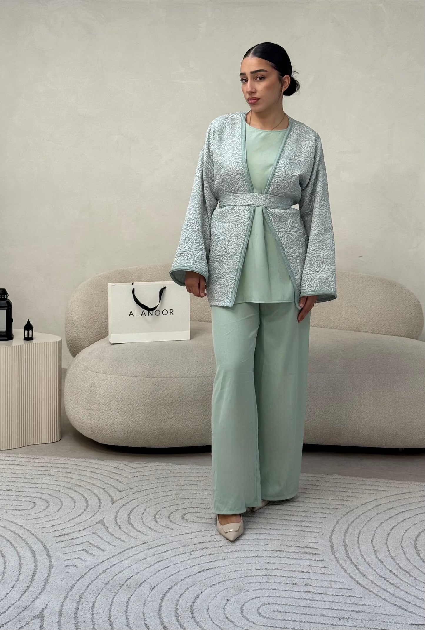 CONJUNTO BORDADO VERDE PASTEL