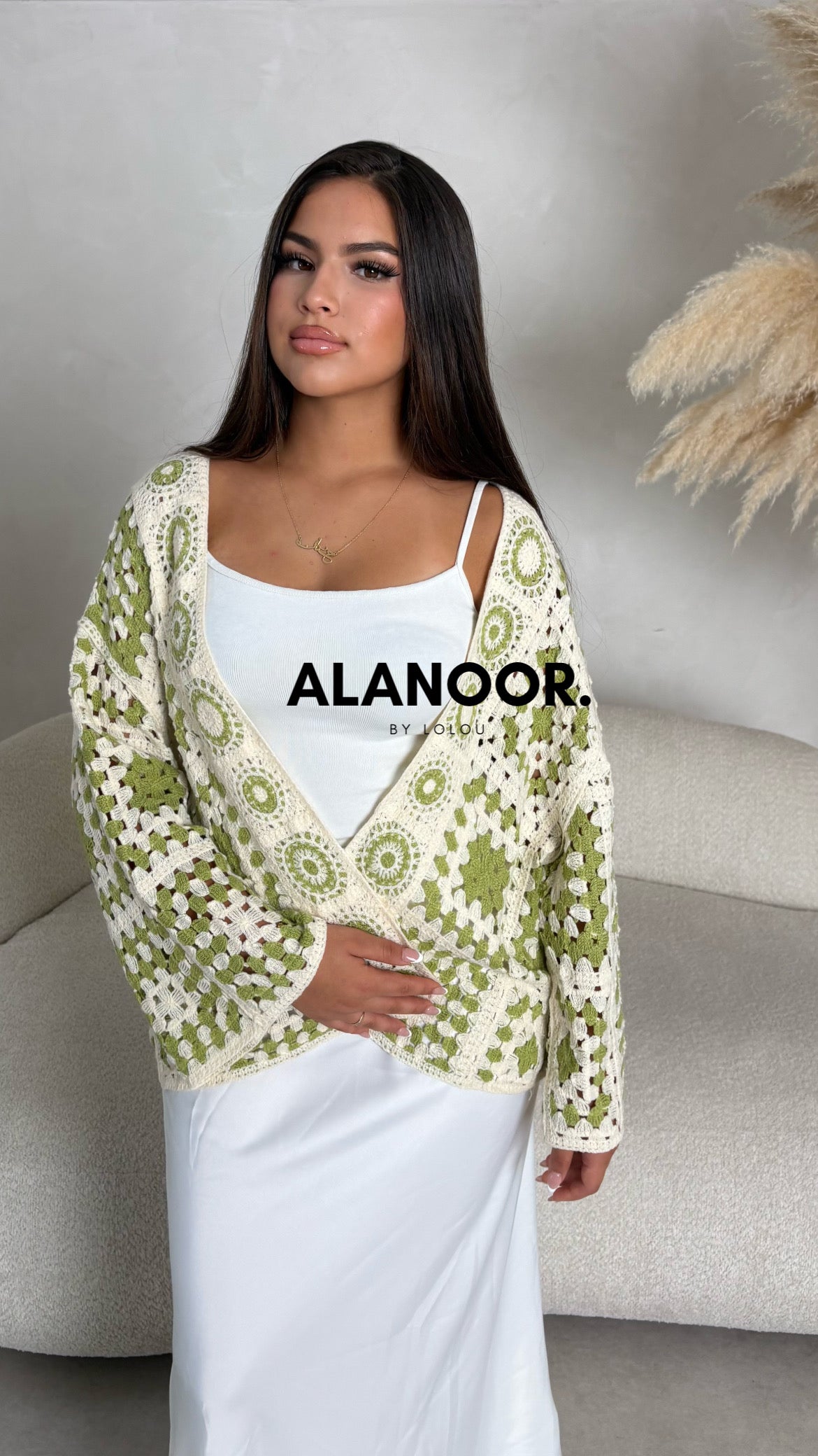 cardigan corto crochet verde
