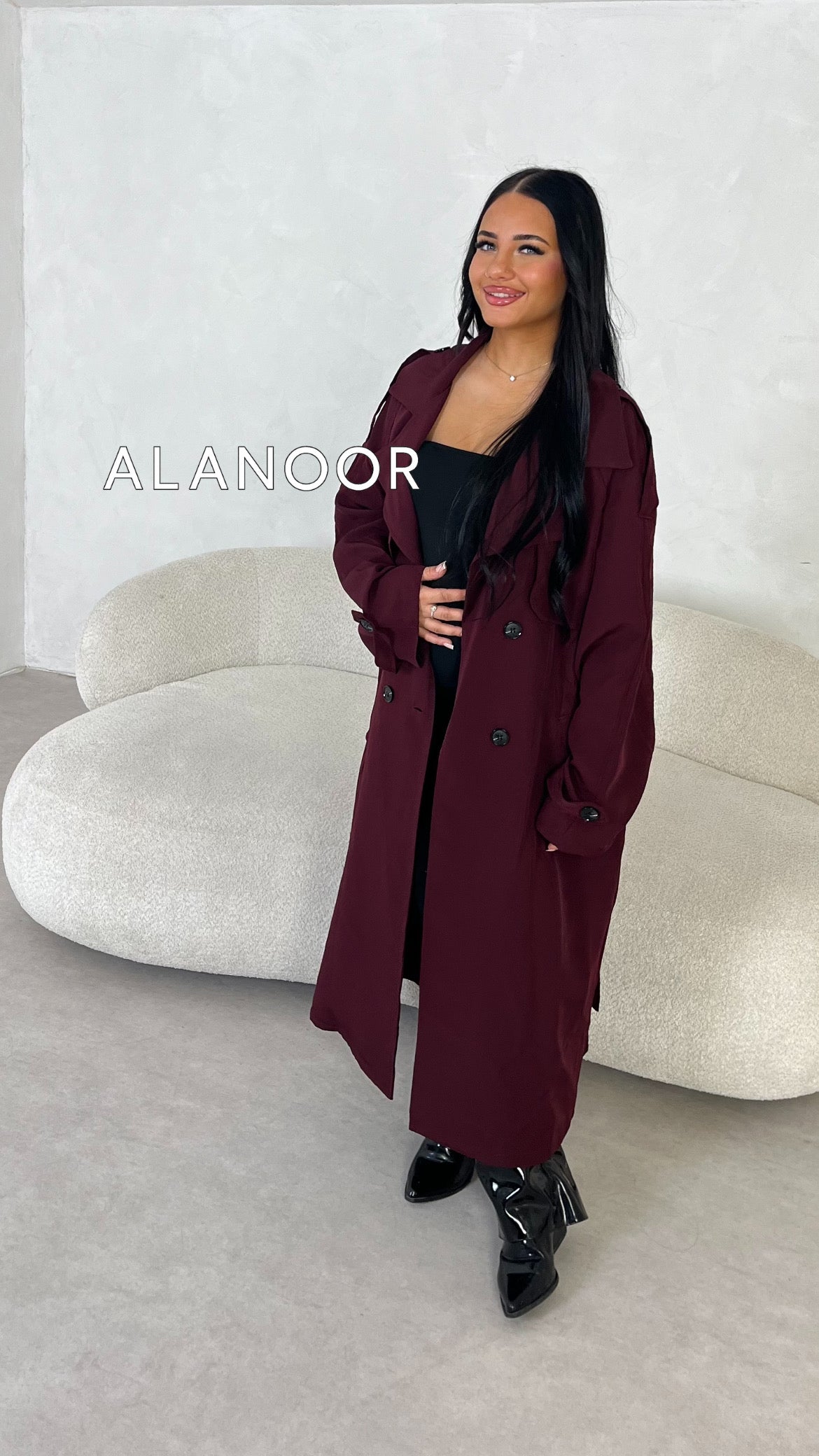 GABARDINA LARGA BURDEOS GRANATE