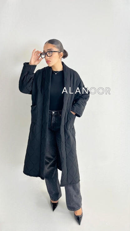 ABRIGO LARGO ACOLCHADO NEGRO