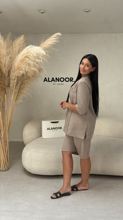 CONJUNTO BLAZER CRUZADO OVERSIZE TAUPE