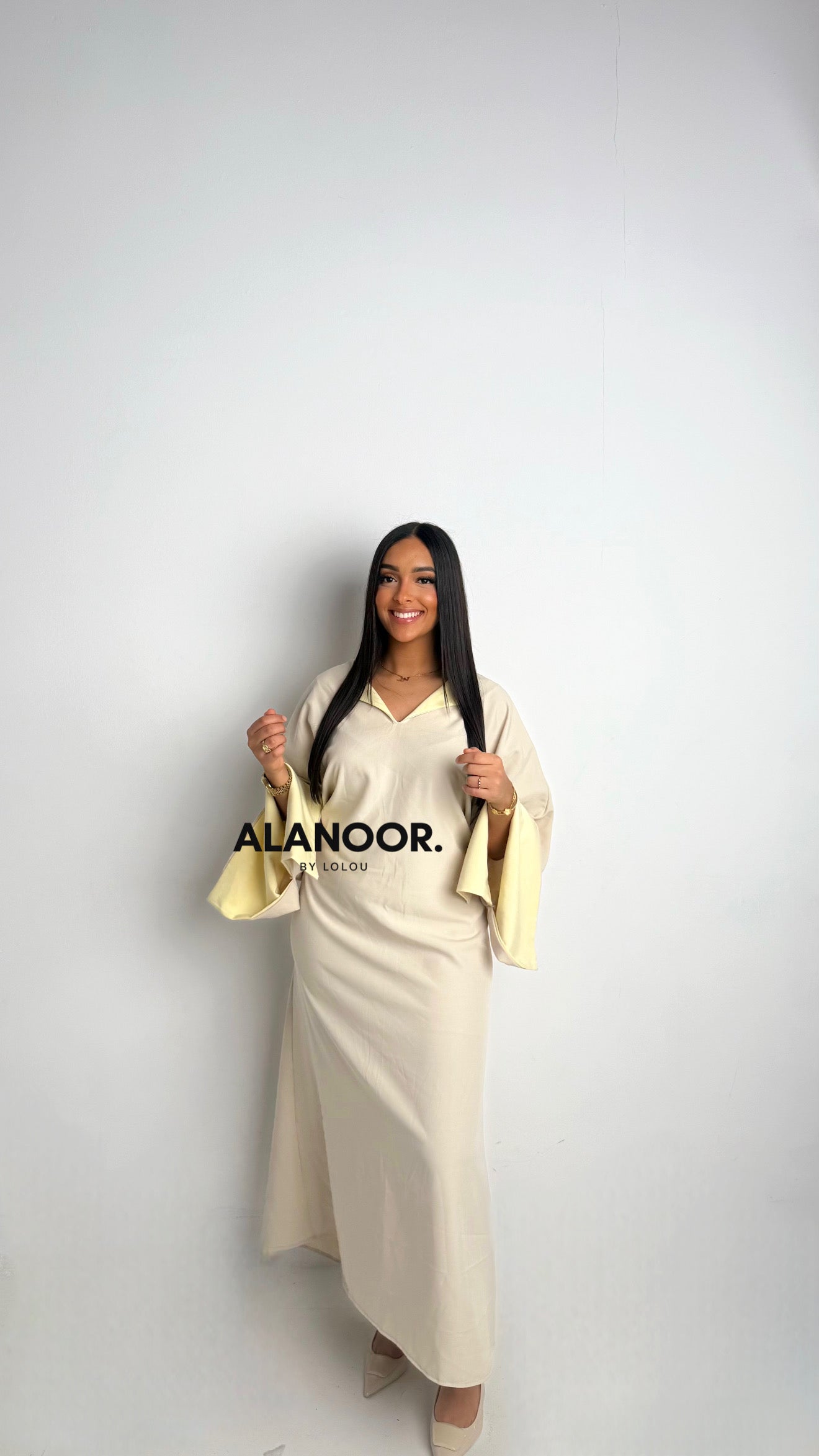 VESTIDO NOOR BICOLOR BEIGE