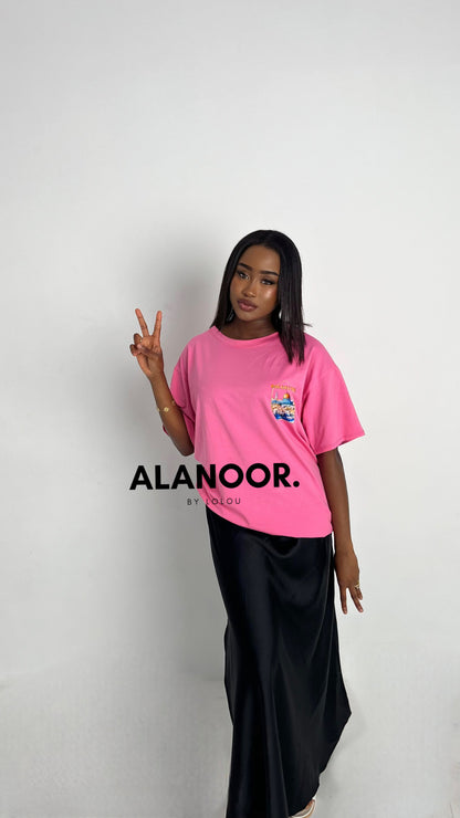 CAMISETA OVERSIZE PALESTINE ROSA