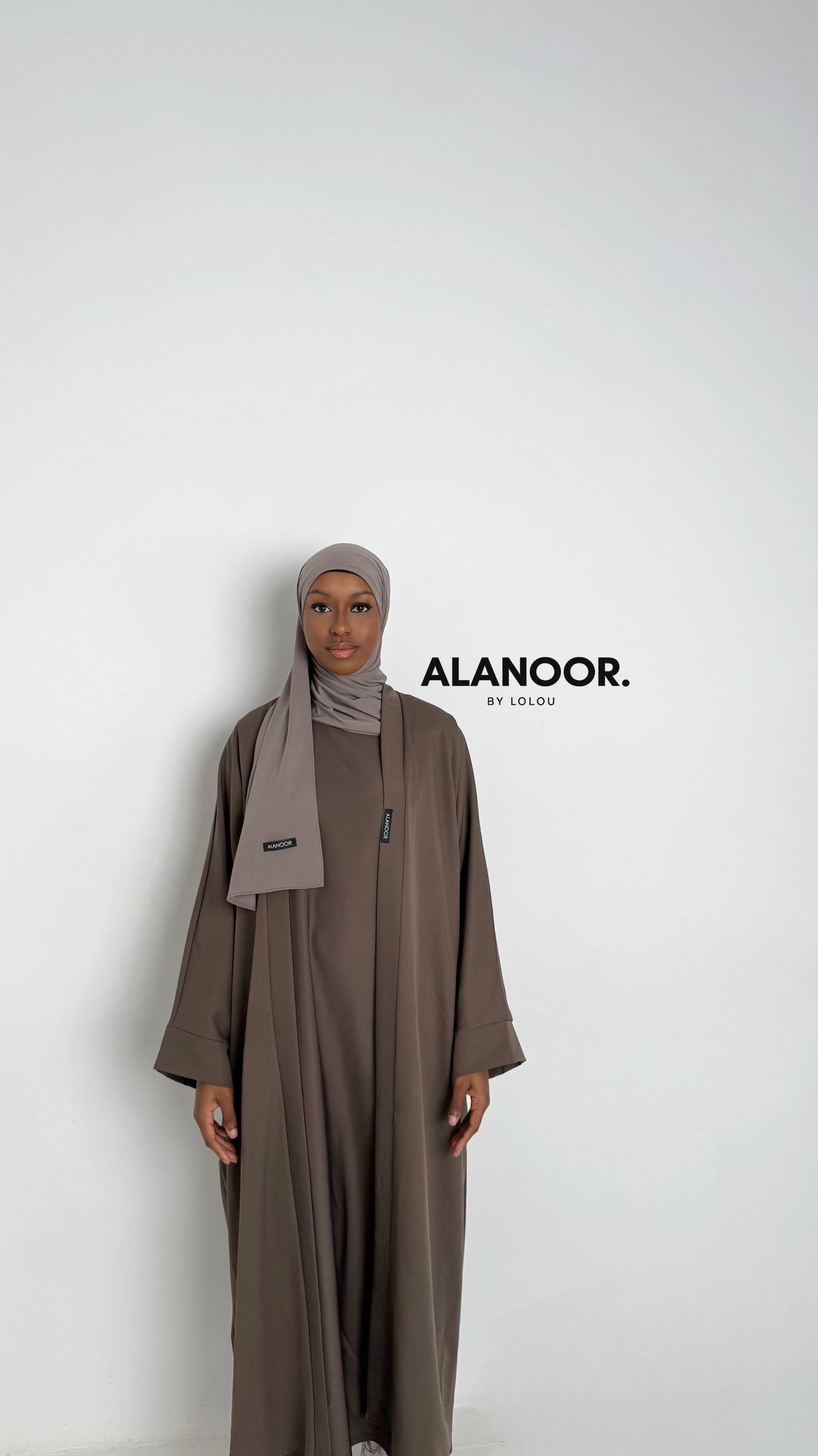 CONJUNTO MASTOUR ABAYA KIMONO MARRÓN